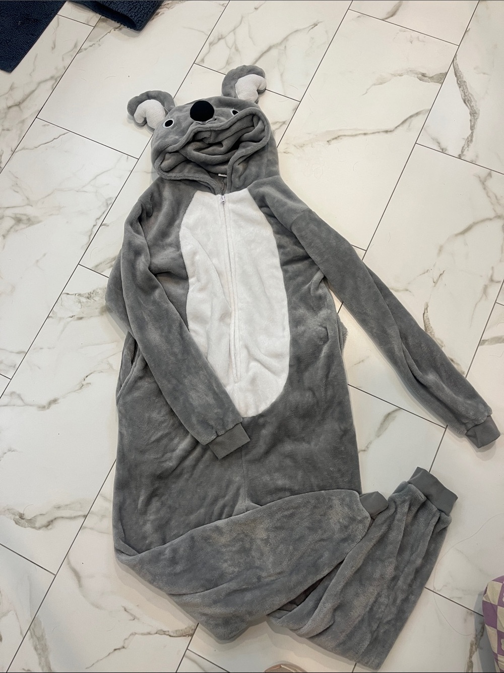 Gray and White Koala Hooded Onesie